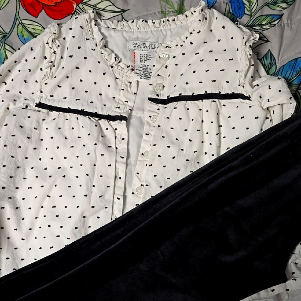 Rachel Zoe White Polka Dot Blouse